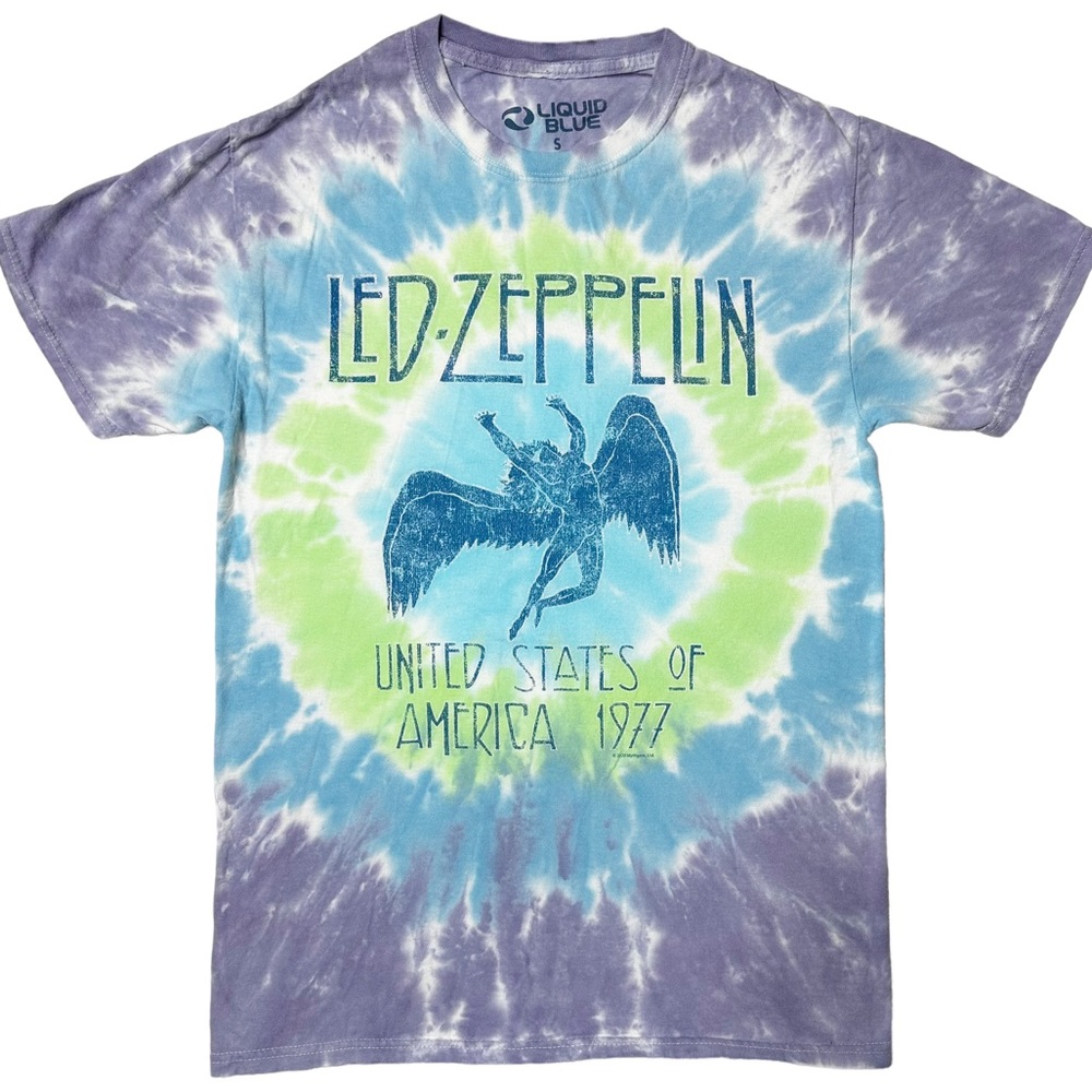 Liquid Blue Led Zeppelin Icarus 77’ Tour Radial Tie Dye Graphic T-Shirt Unisex S